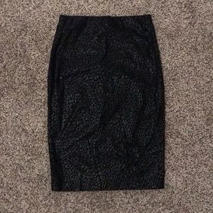 Leopard print black pencil skirt